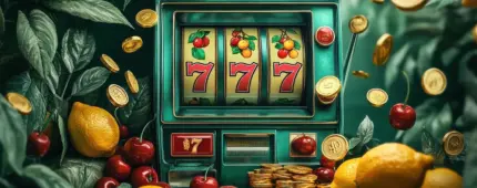 A vintage slot machine showing a 